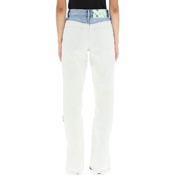 Off-White Degrade Split Hem Straight Leg Jeans in Blue White - Picture 2 of 10